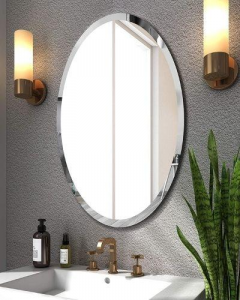 This oval mirror is made of acrylic 